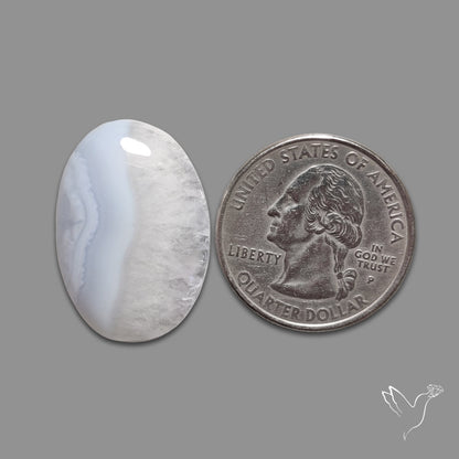 Blue Lace Agate Cabochon with Quartz Inclusion
