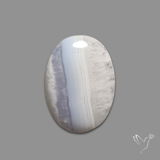 Blue Lace Agate Cabochon with Quartz Inclusion