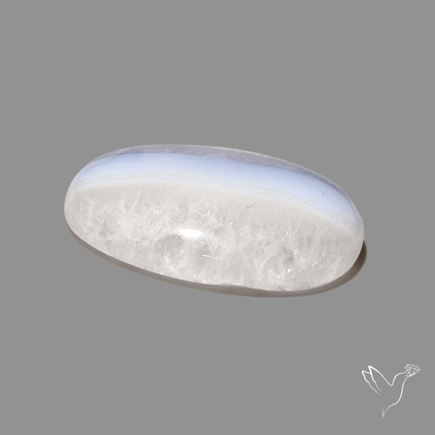 Blue Lace Agate Cabochon with Quartz Inclusion