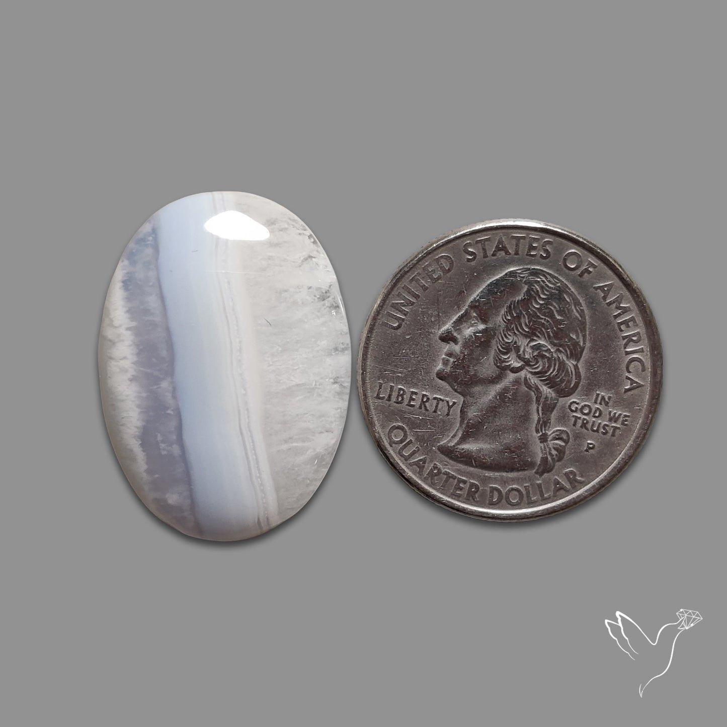 Blue Lace Agate Cabochon with Quartz Inclusion