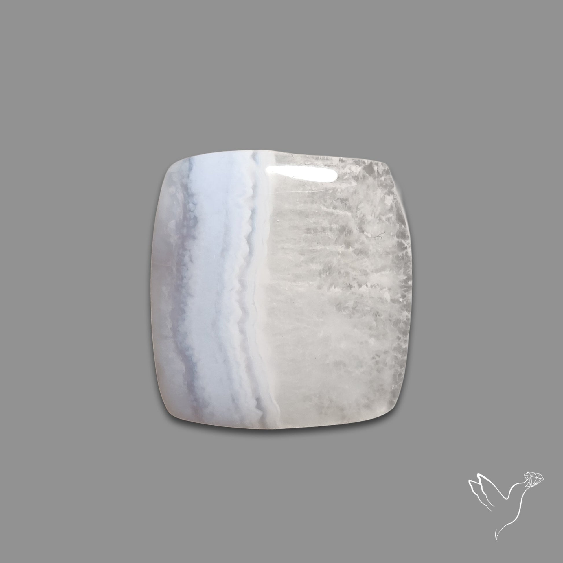 Blue Lace Agate Cabochon with Quartz Inclusion