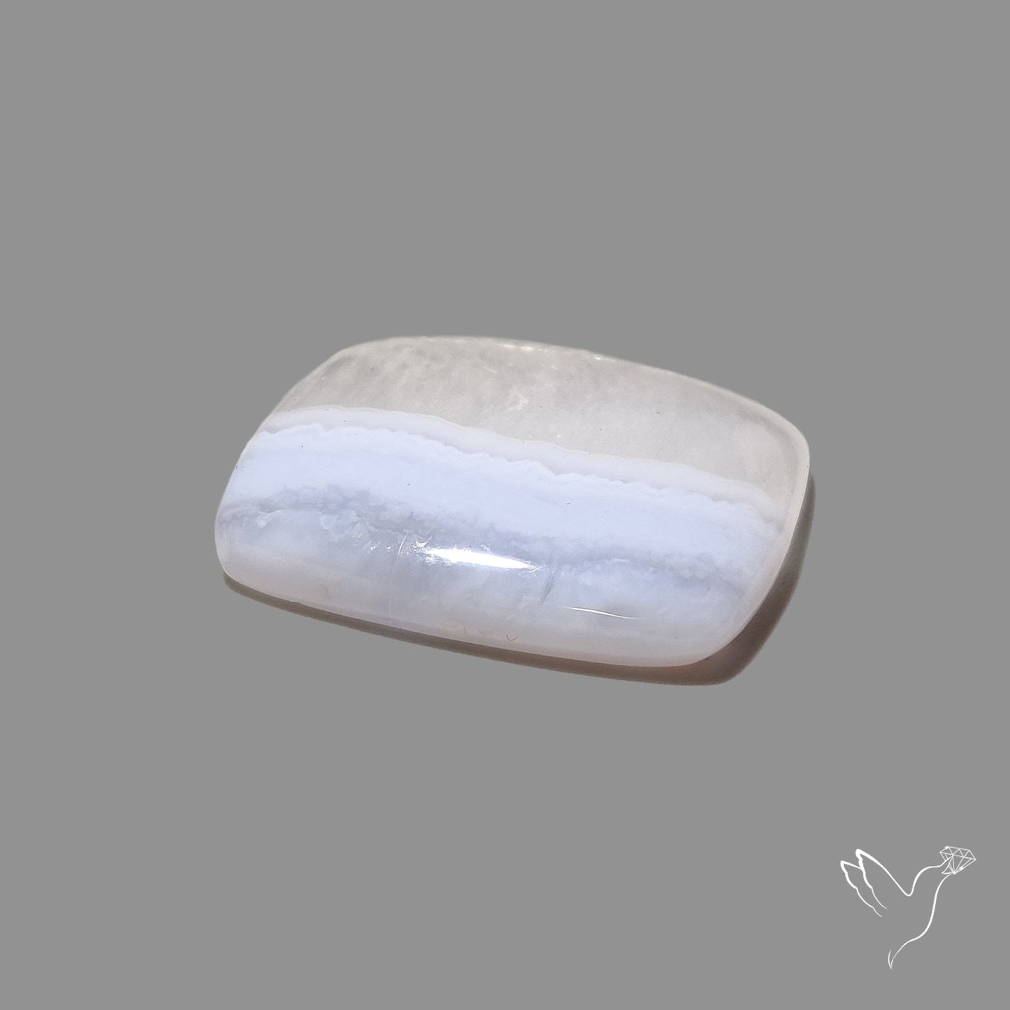 Blue Lace Agate Cabochon with Quartz Inclusion