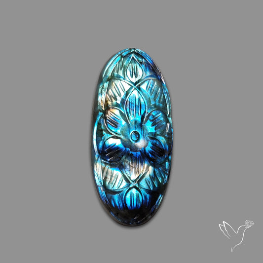 Blue Labradorite Mughal Carving Handcarved