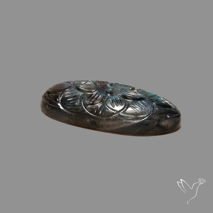Blue Labradorite Mughal Carving Handcarved