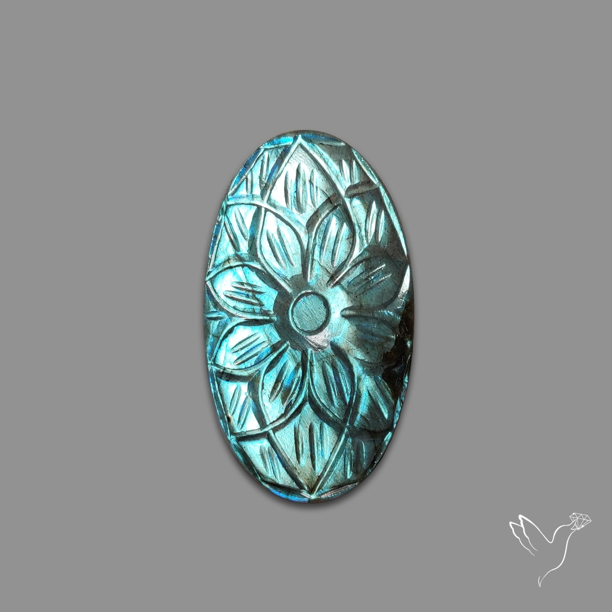 Blue Labradorite Mughal Carving Handcarved