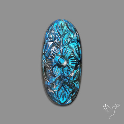 Blue Labradorite Mughal Carving Handcarved