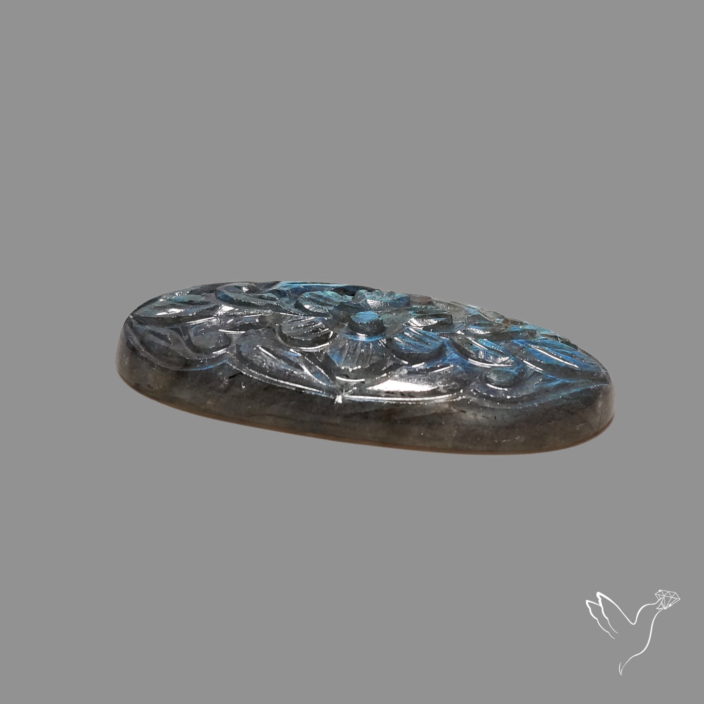 Blue Labradorite Mughal Carving Handcarved