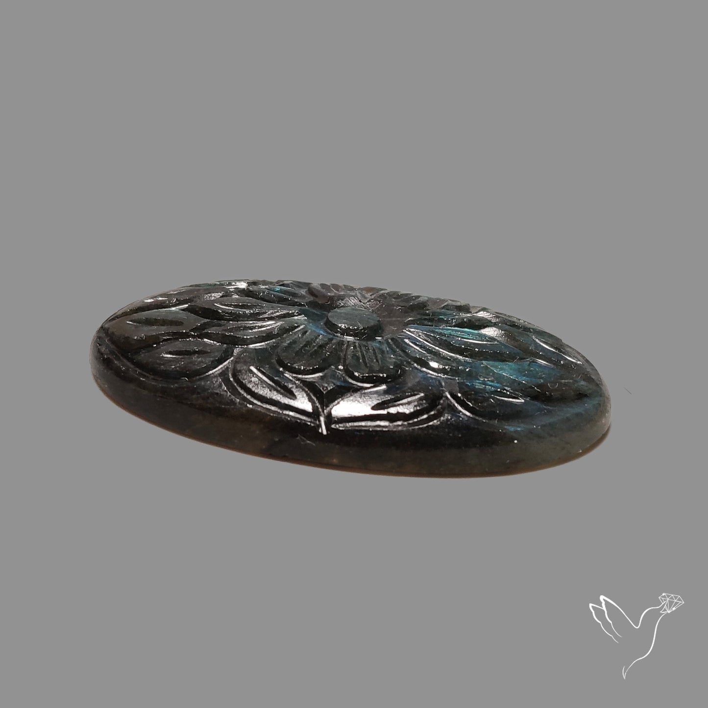 Blue Labradorite Mughal Carving Handcarved