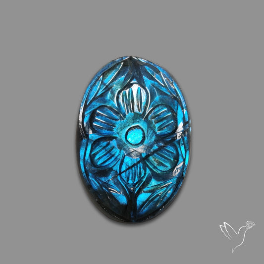 Blue Labradorite Mughal Carving Handcarved