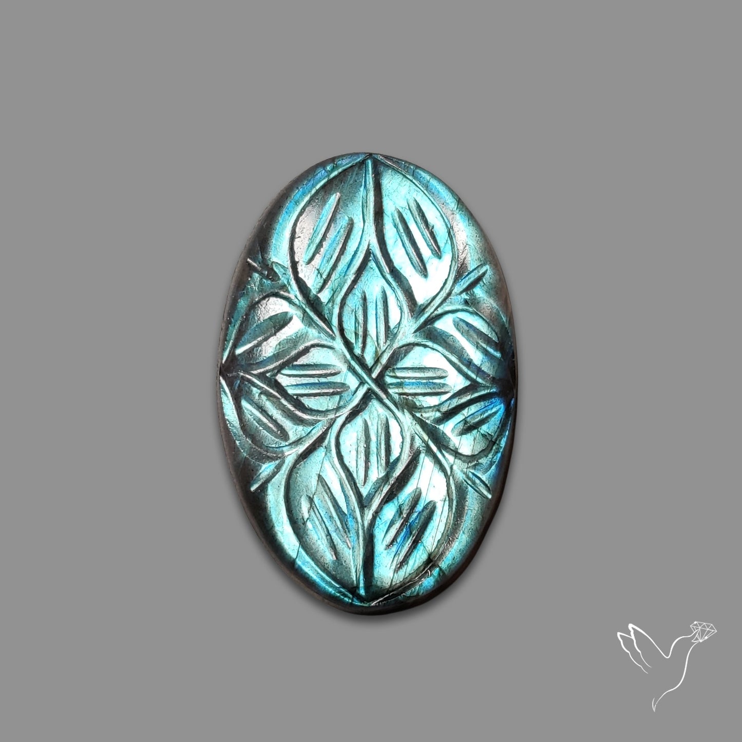 Blue Labradorite Mughal Carving Handcarved