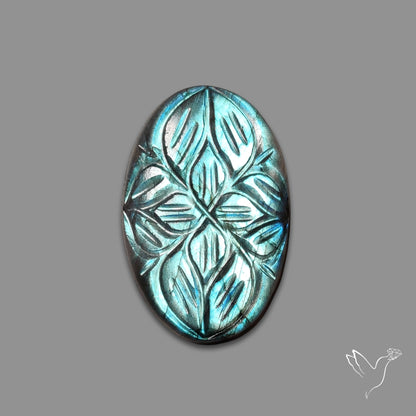 Blue Labradorite Mughal Carving Handcarved