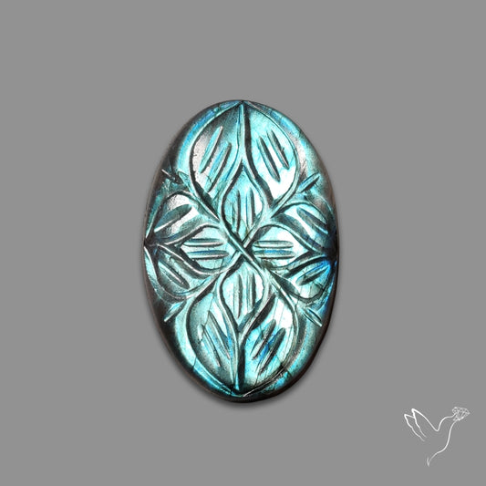 Blue Labradorite Mughal Carving Handcarved