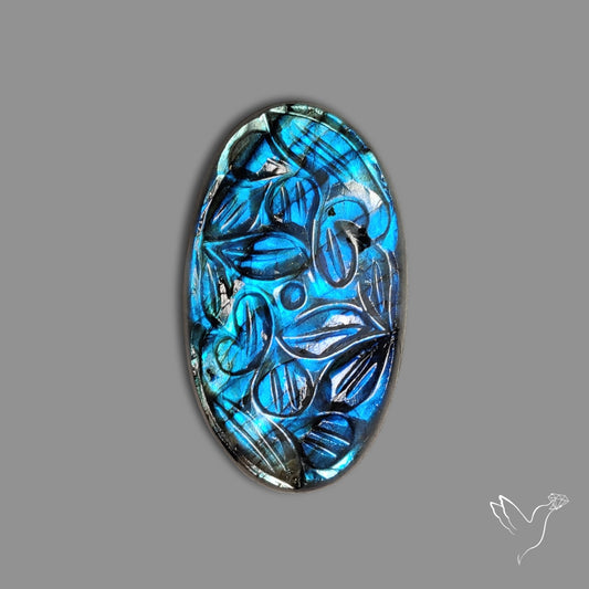 Blue Labradorite Mughal Carving Handcarved