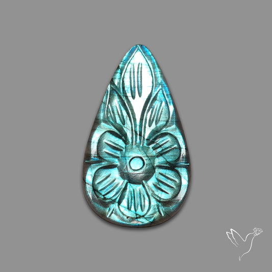 Blue Labradorite Mughal Carving Handcarved