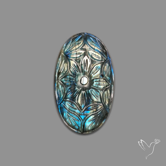 Blue Labradorite Mughal Carving Handcarved