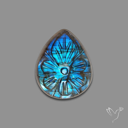 Blue Labradorite Mughal Carving Handcarved