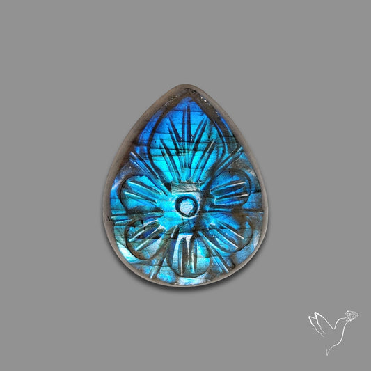 Blue Labradorite Mughal Carving Handcarved