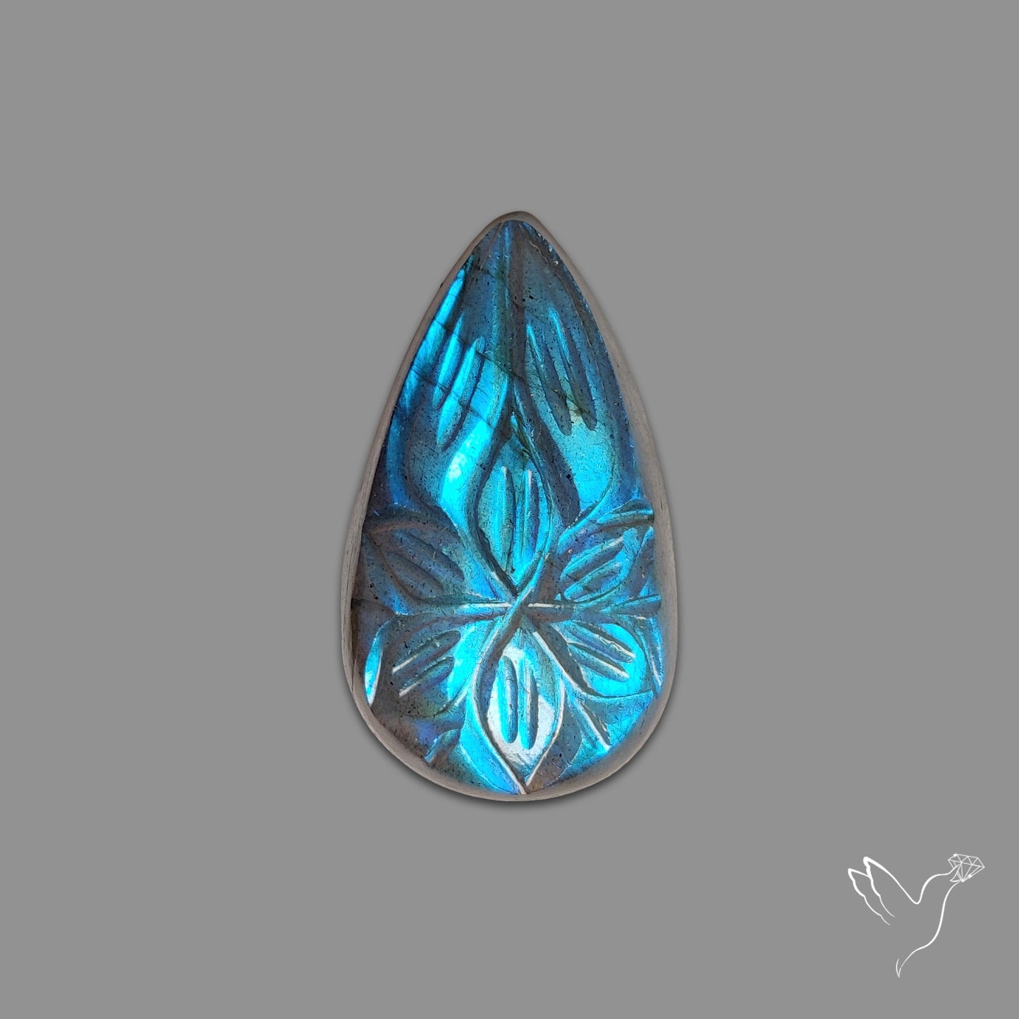 Blue Labradorite Mughal Carving Handcarved