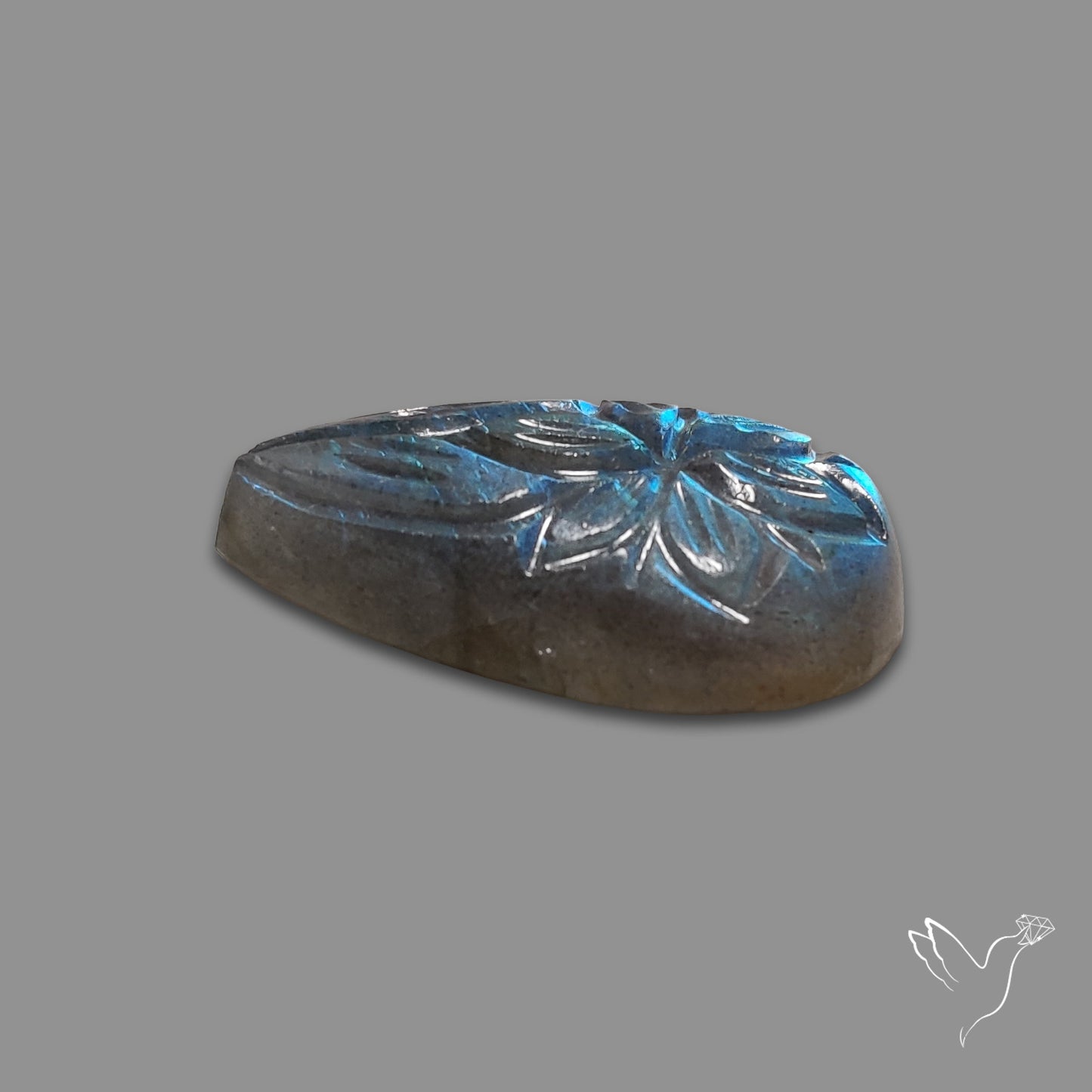 Blue Labradorite Mughal Carving Handcarved