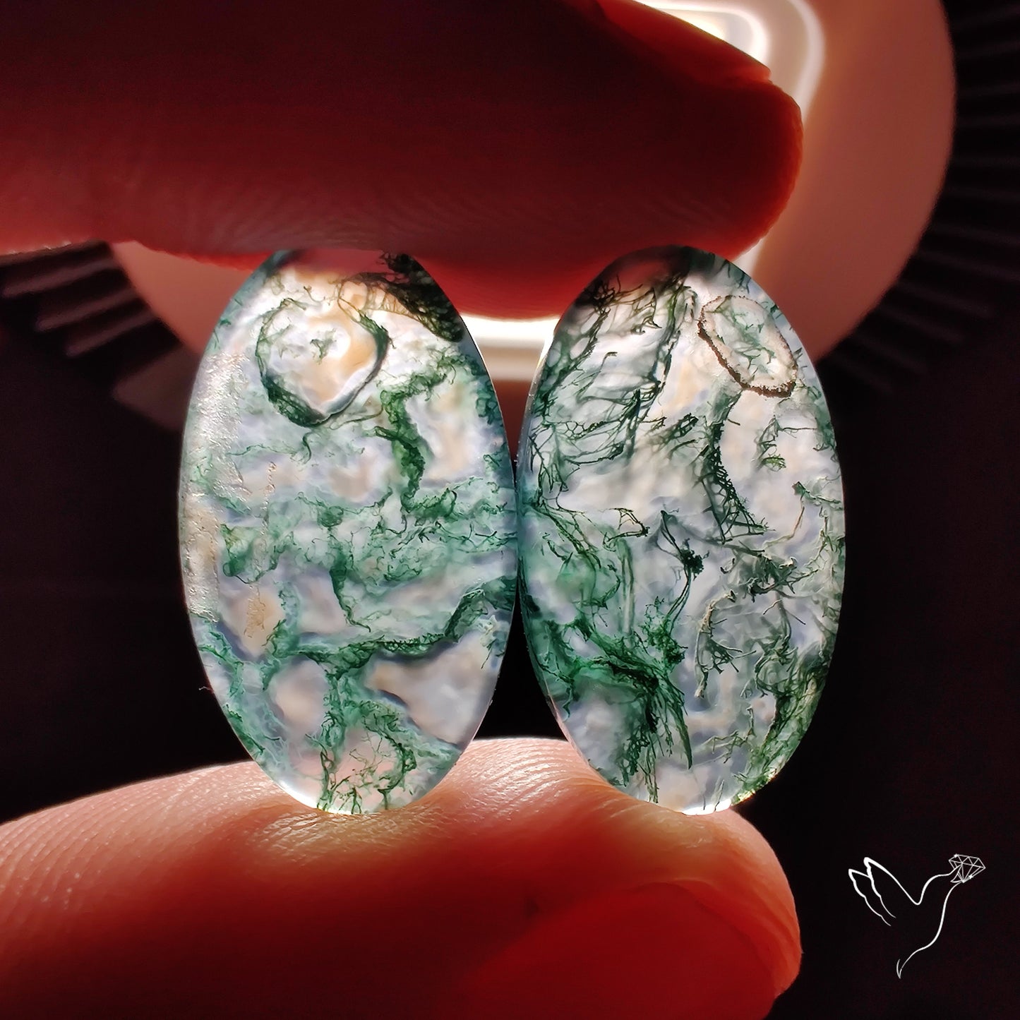 Moss Agate Pair