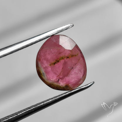 Faceted Watermelon Tourmaline with Quartz Doublet