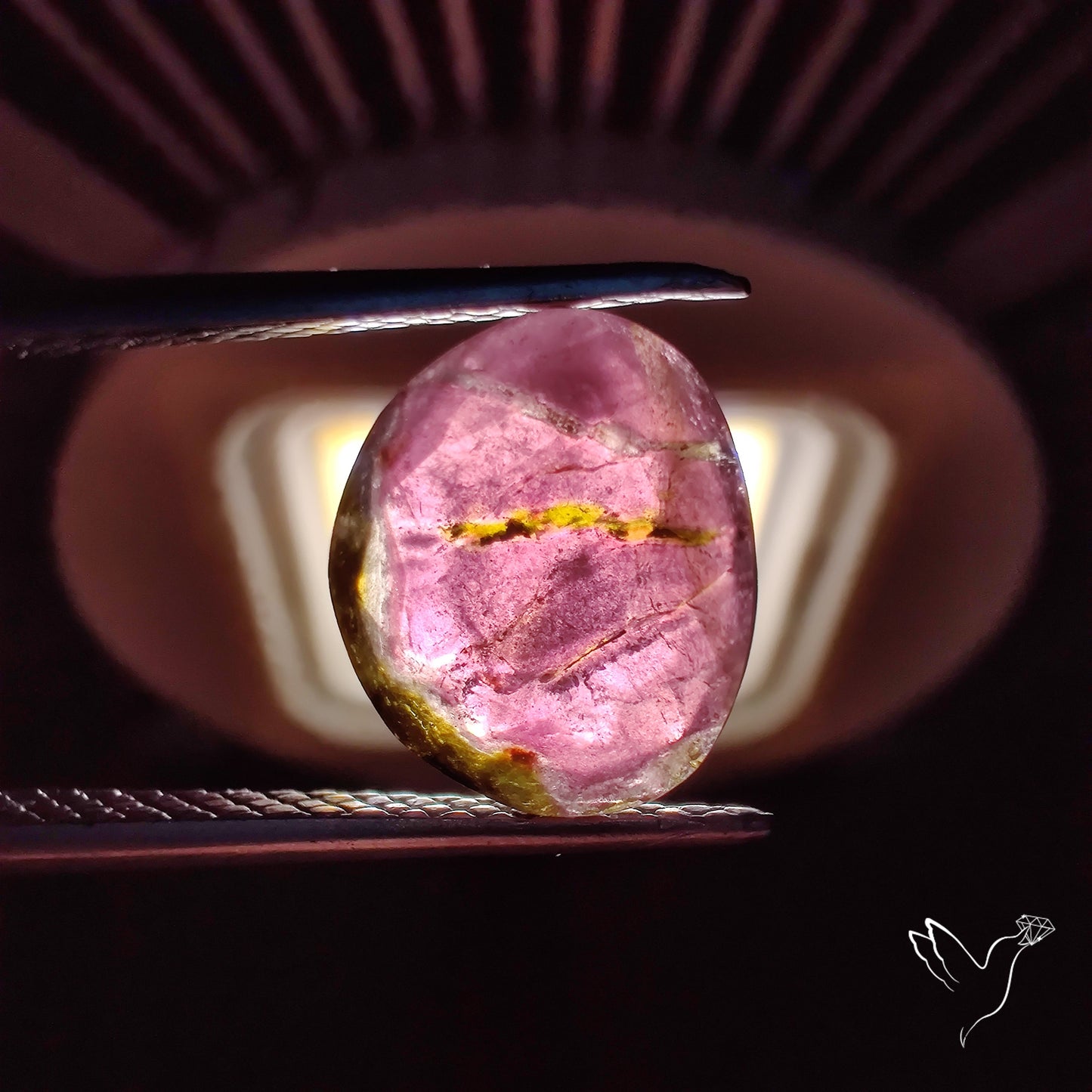 Faceted Watermelon Tourmaline with Quartz Doublet