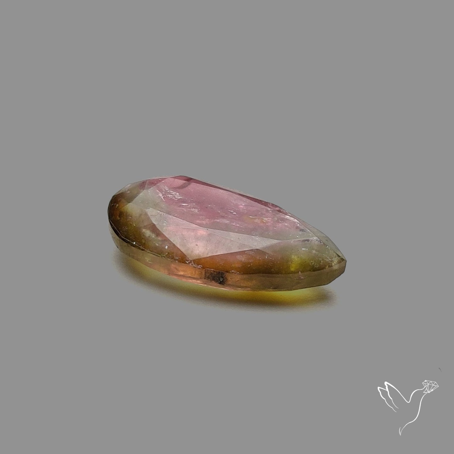 Faceted Watermelon Tourmaline with Quartz Doublet