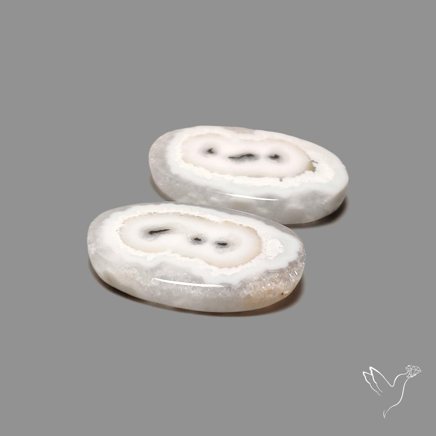 Solar Quartz Stalactite Slice Pair