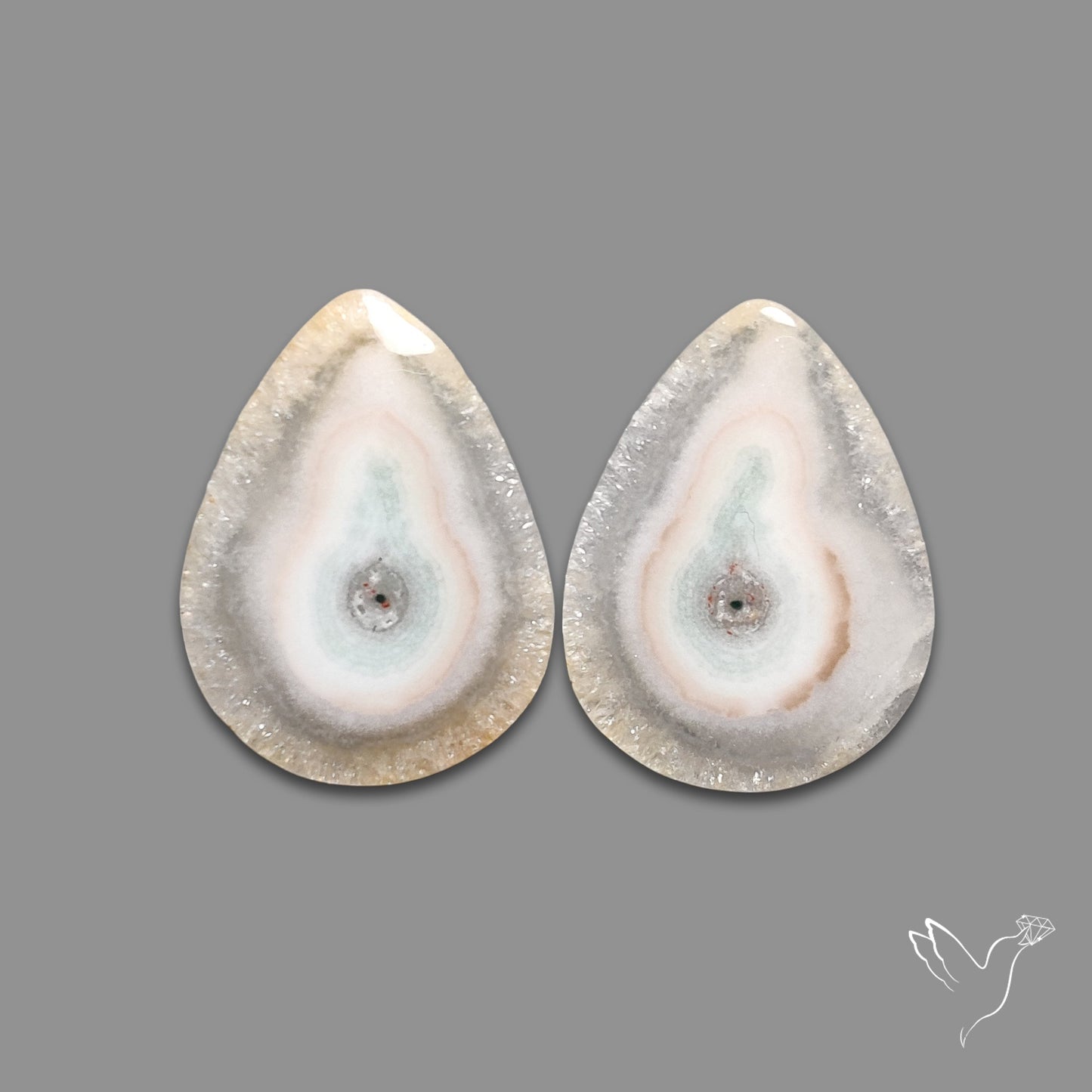 Solar Quartz Stalactite Slice Pair