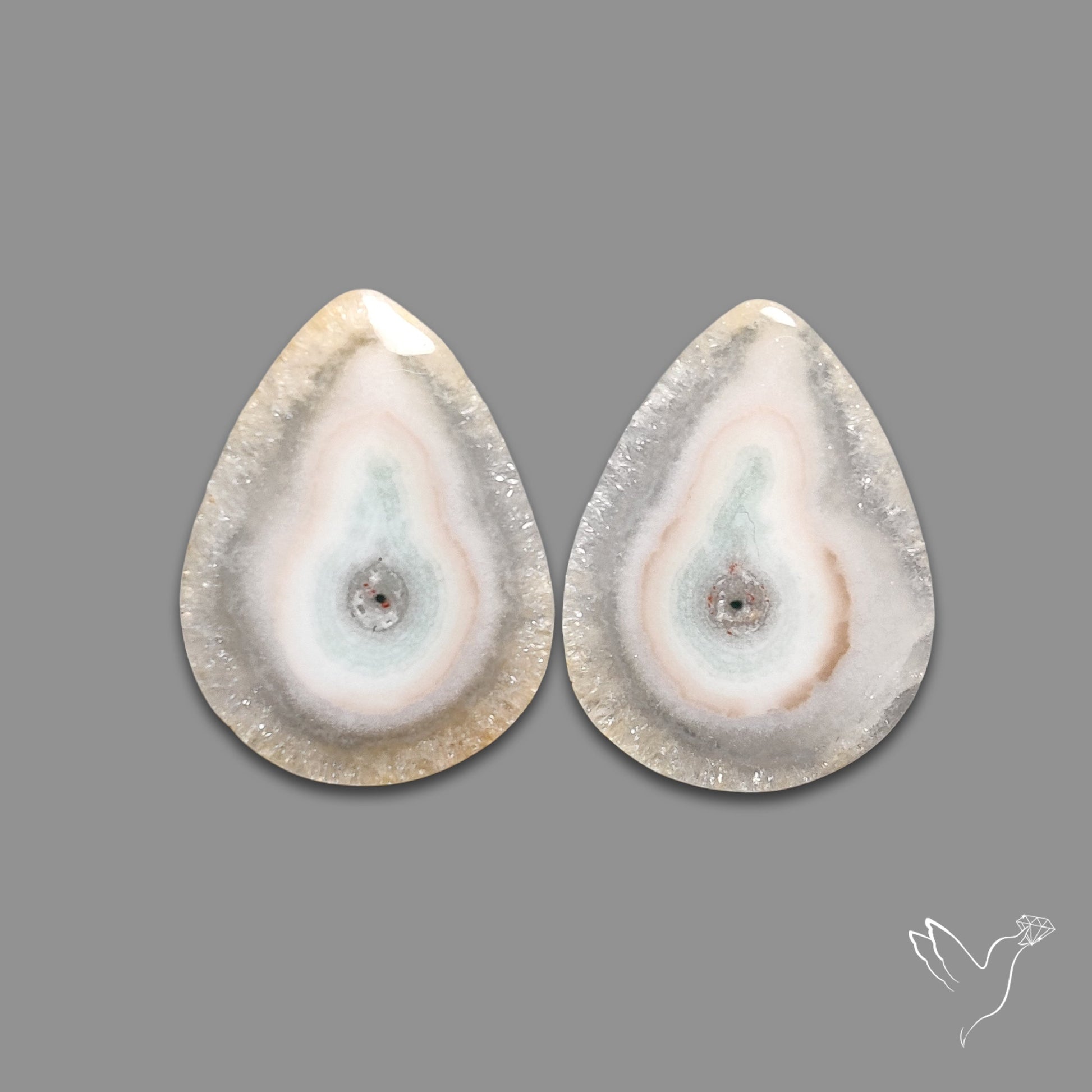 Solar Quartz Stalactite Slice Pair