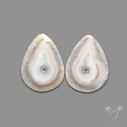 Solar Quartz Stalactite Slice Pair