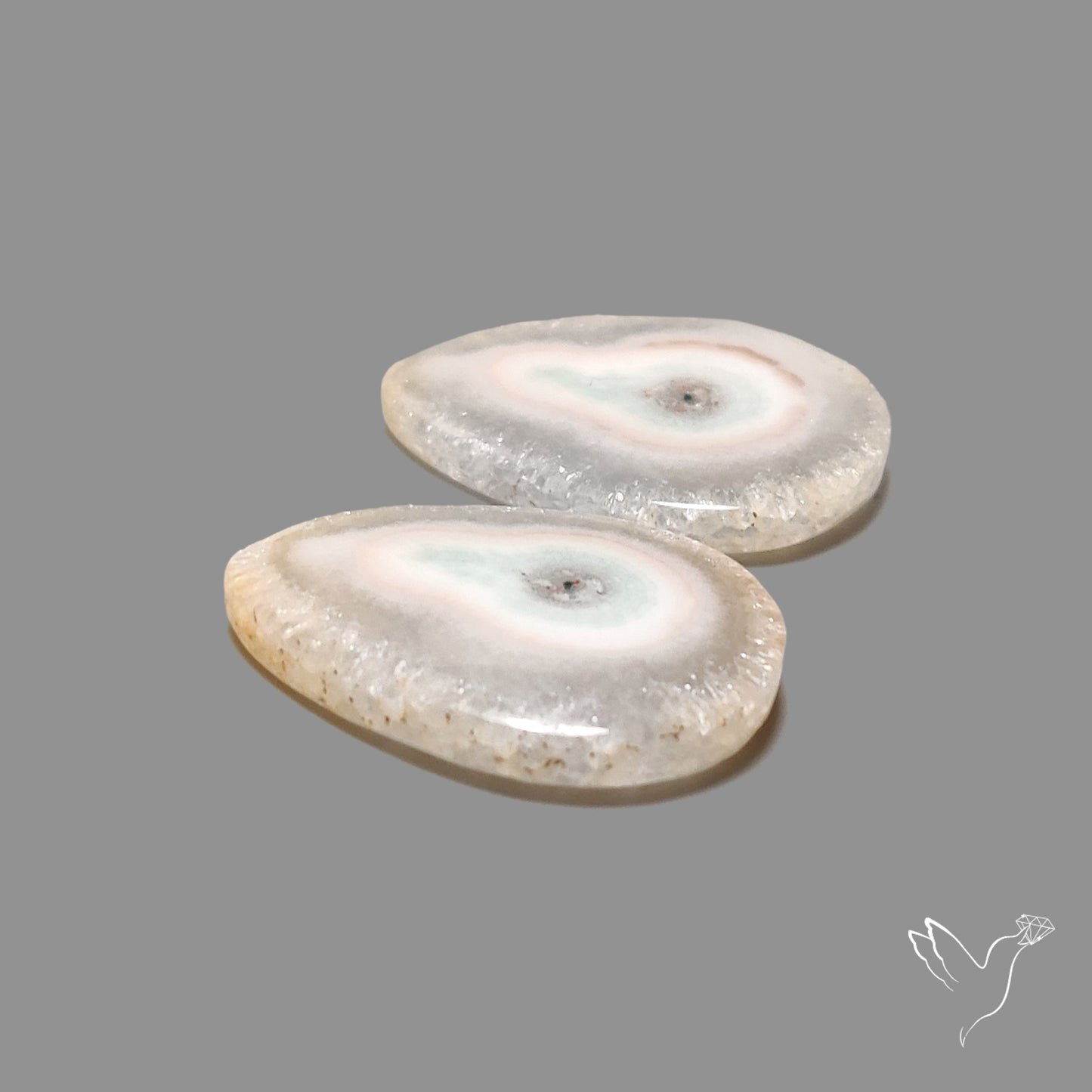 Solar Quartz Stalactite Slice Pair