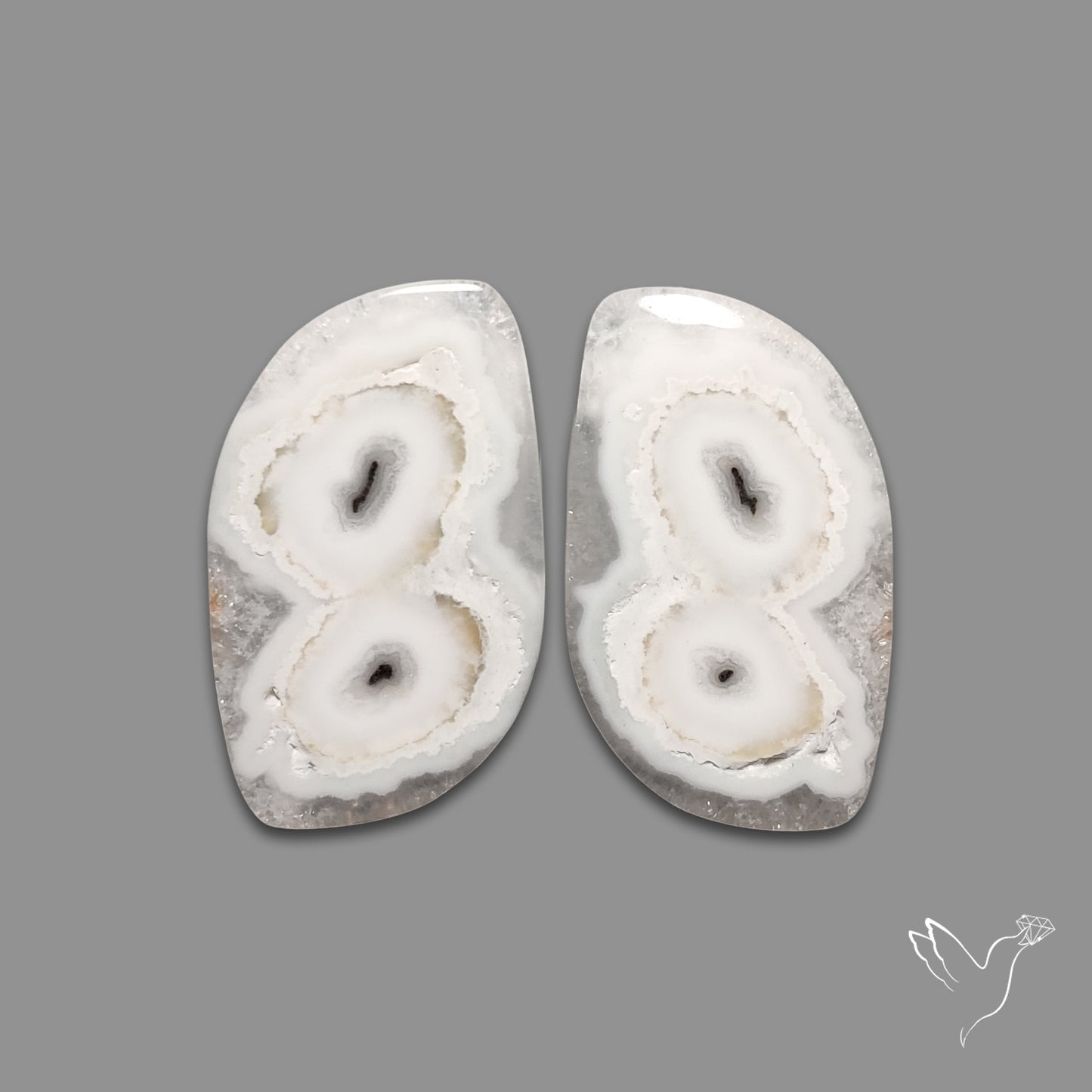 Solar Quartz Stalactite Slice Pair