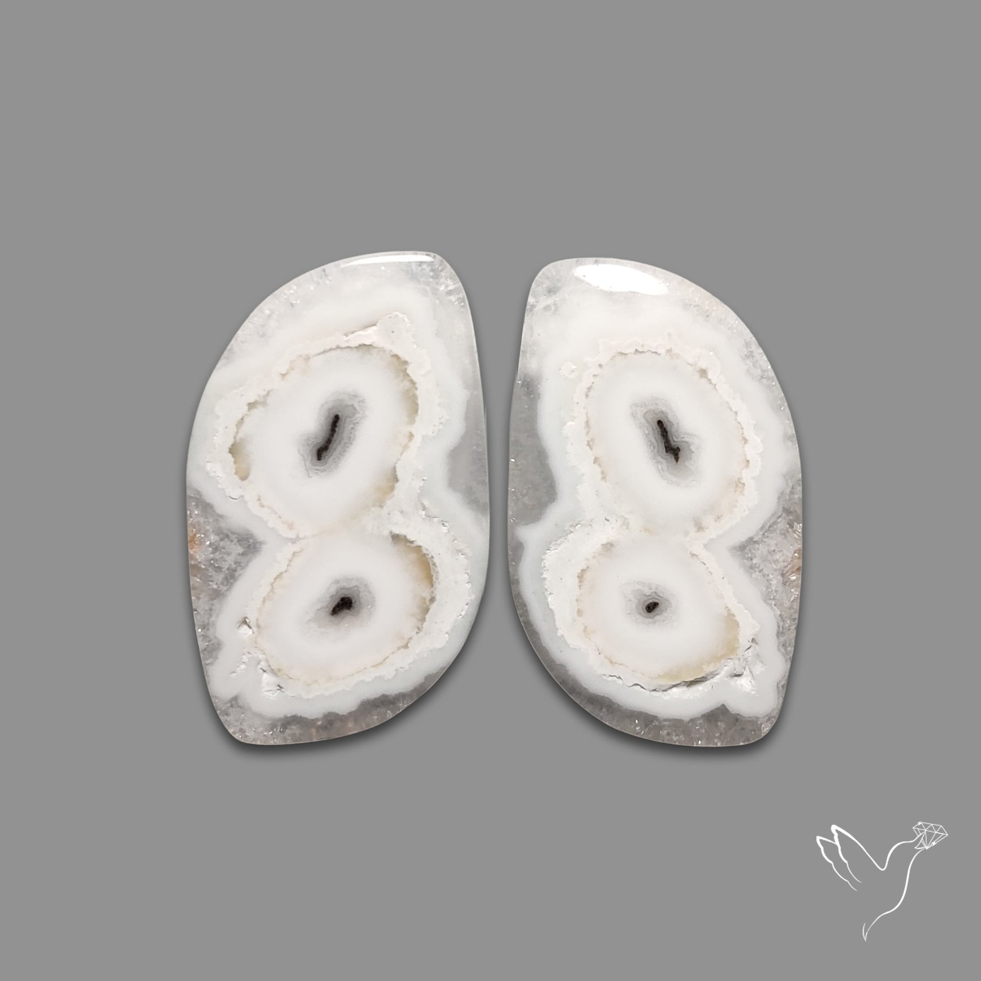 Solar Quartz Stalactite Slice Pair