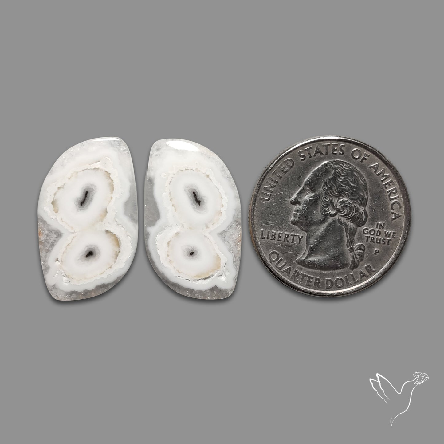 Solar Quartz Stalactite Slice Pair