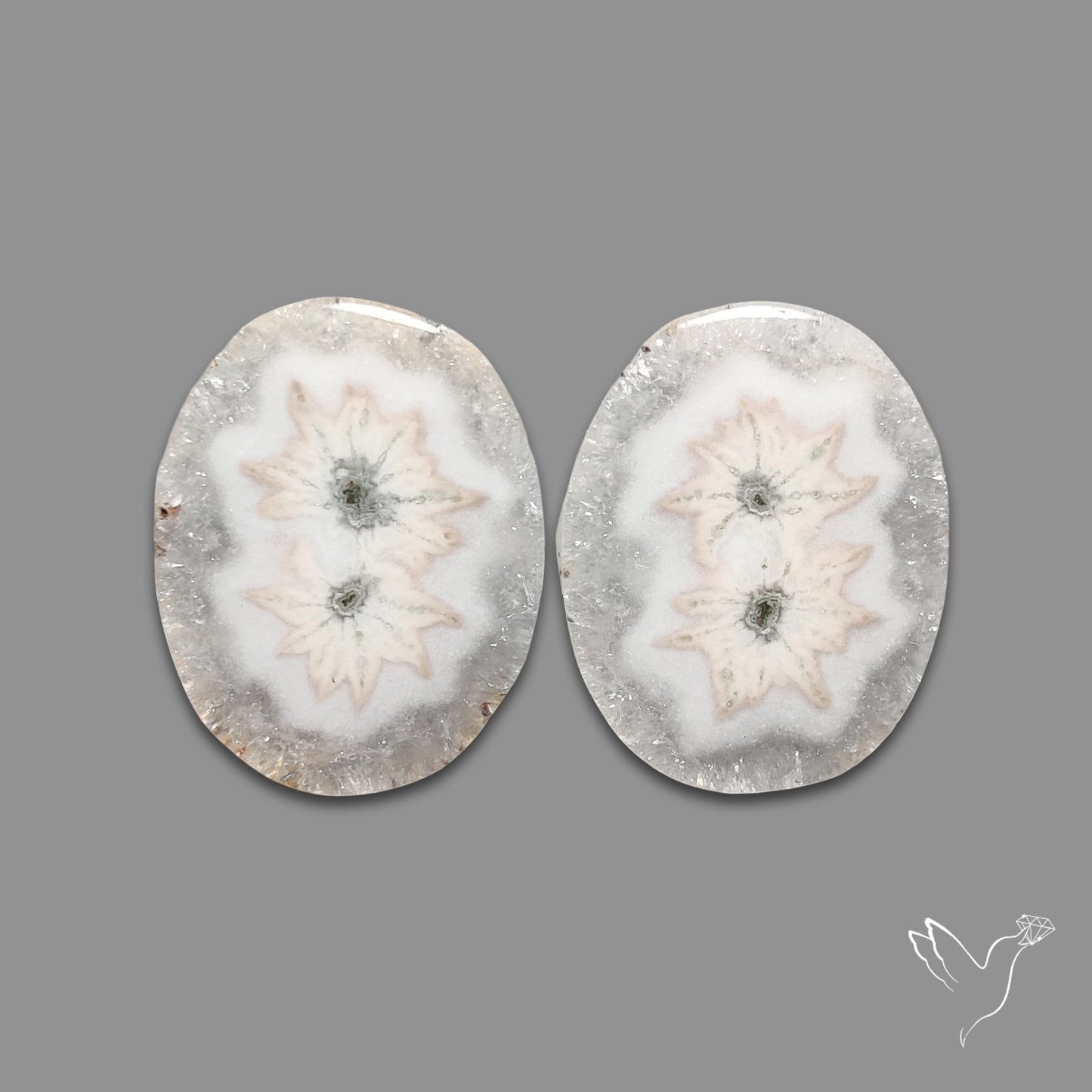 Solar Quartz Stalactite Slice Pair