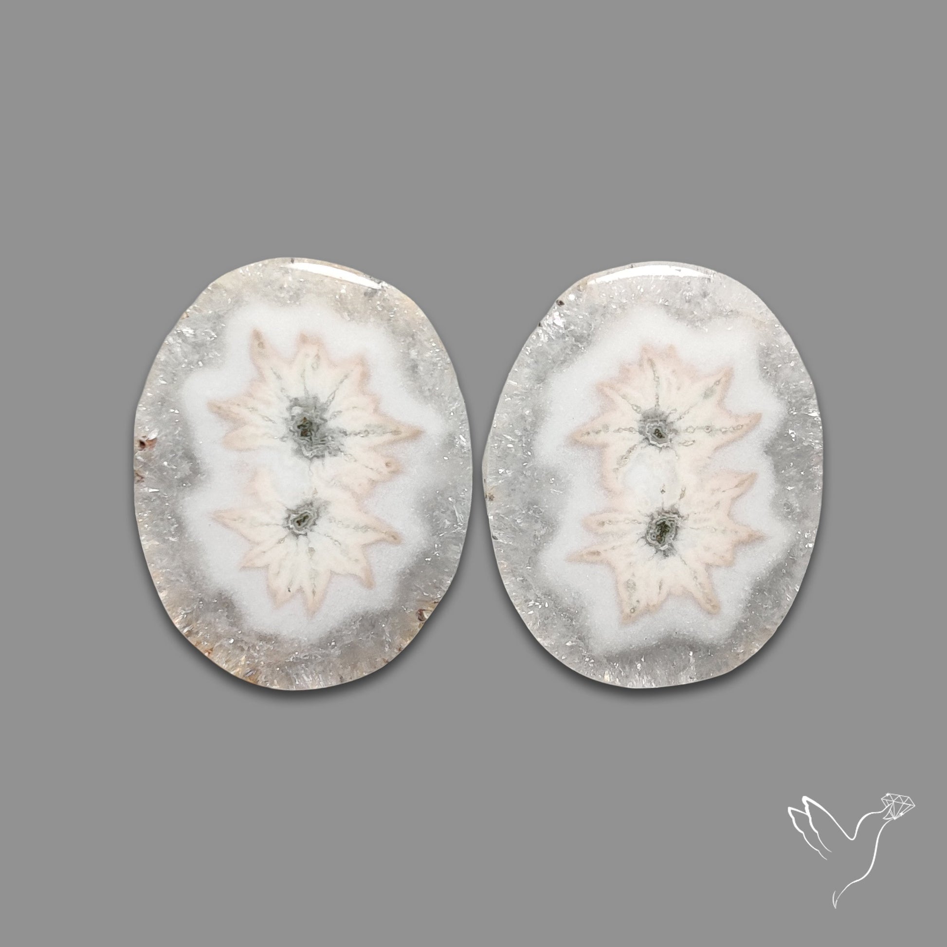 Solar Quartz Stalactite Slice Pair