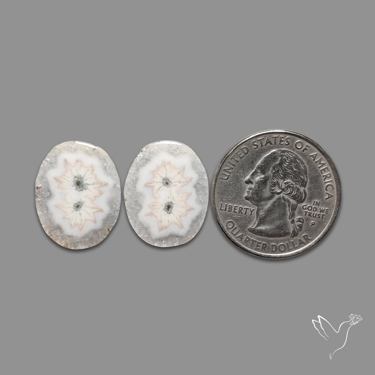 Solar Quartz Stalactite Slice Pair