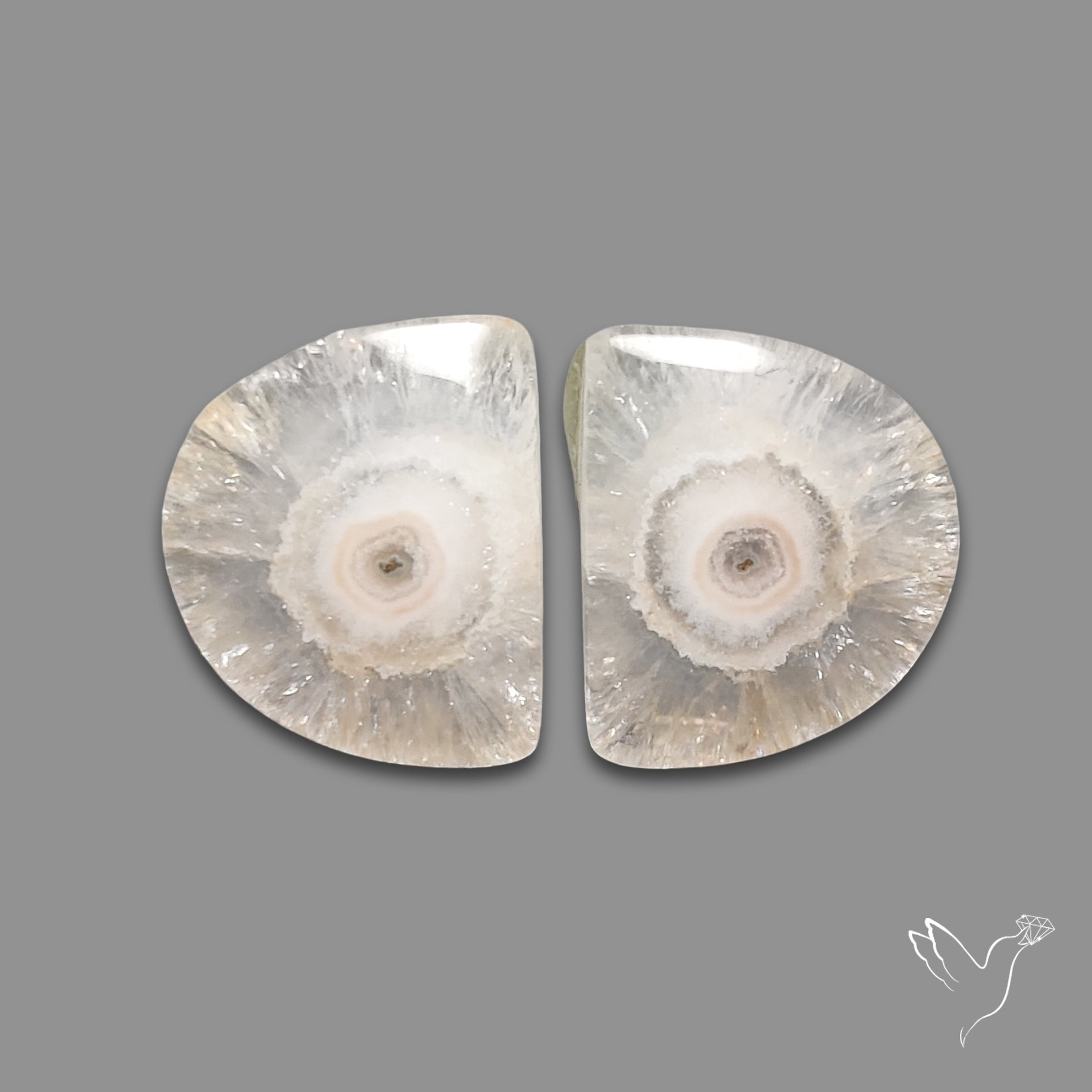 Solar Quartz Stalactite Slice Pair