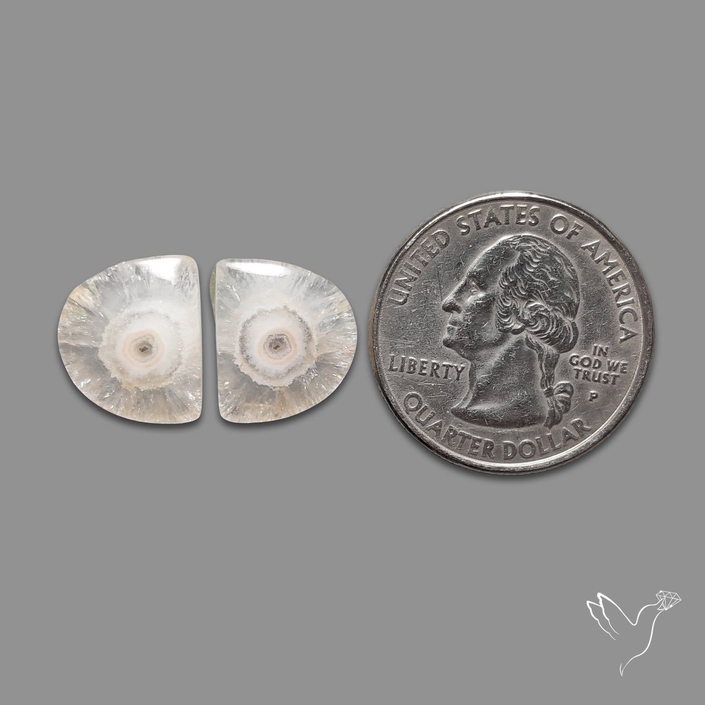 Solar Quartz Stalactite Slice Pair