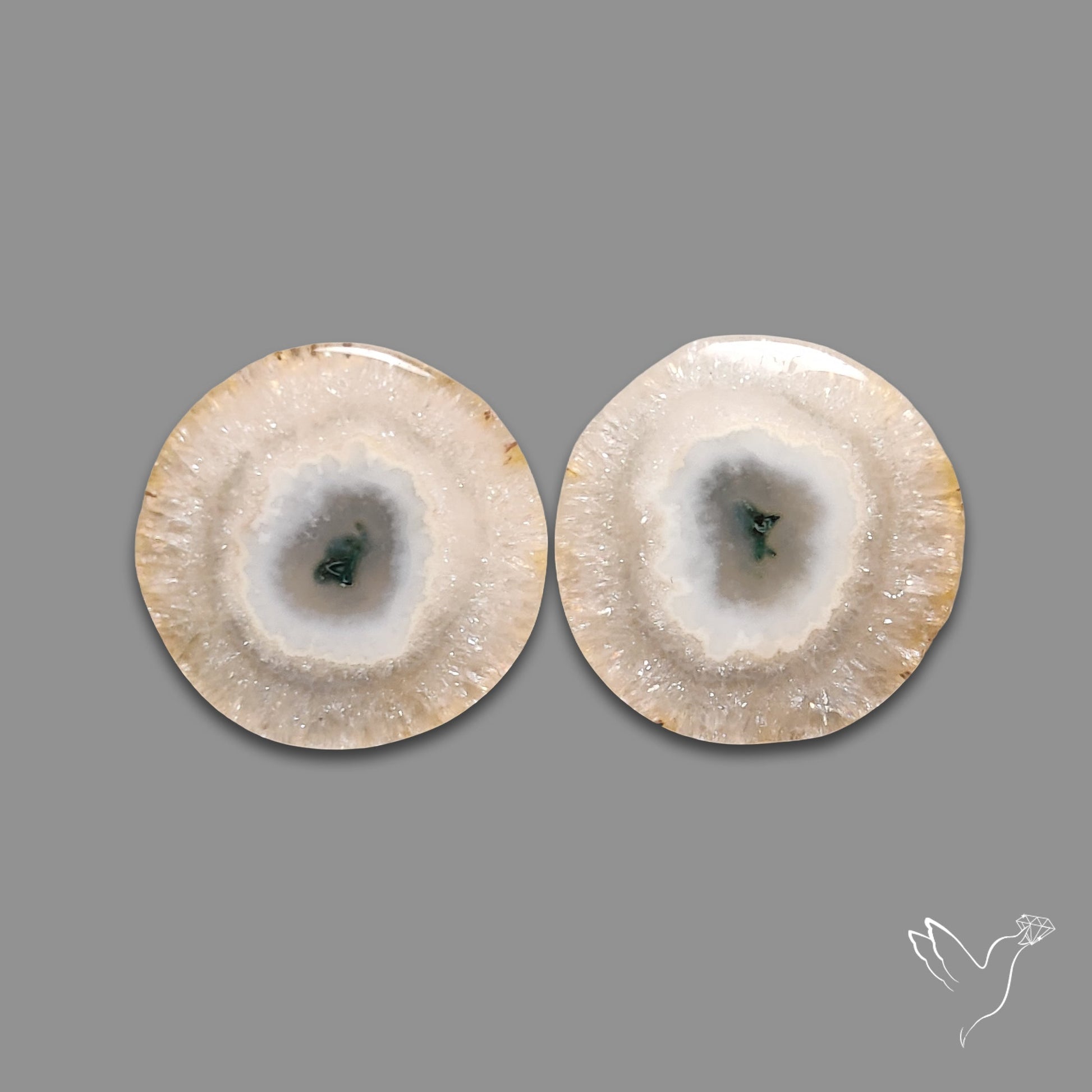 Solar Quartz Stalactite Slice Pair