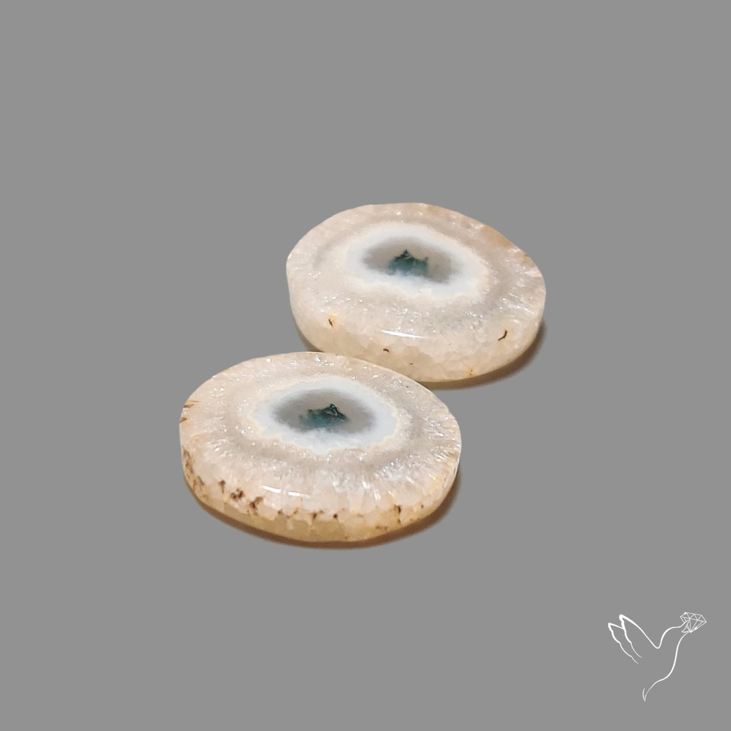 Solar Quartz Stalactite Slice Pair