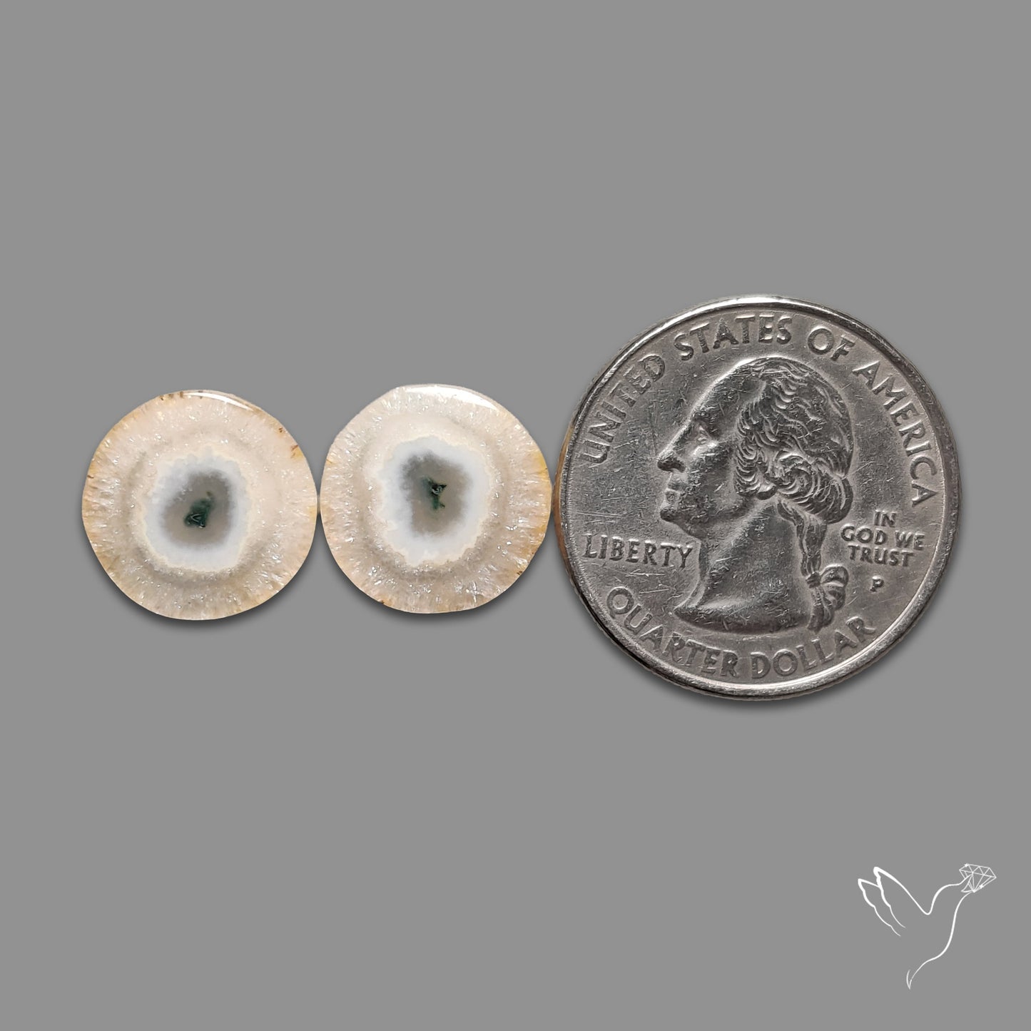 Solar Quartz Stalactite Slice Pair