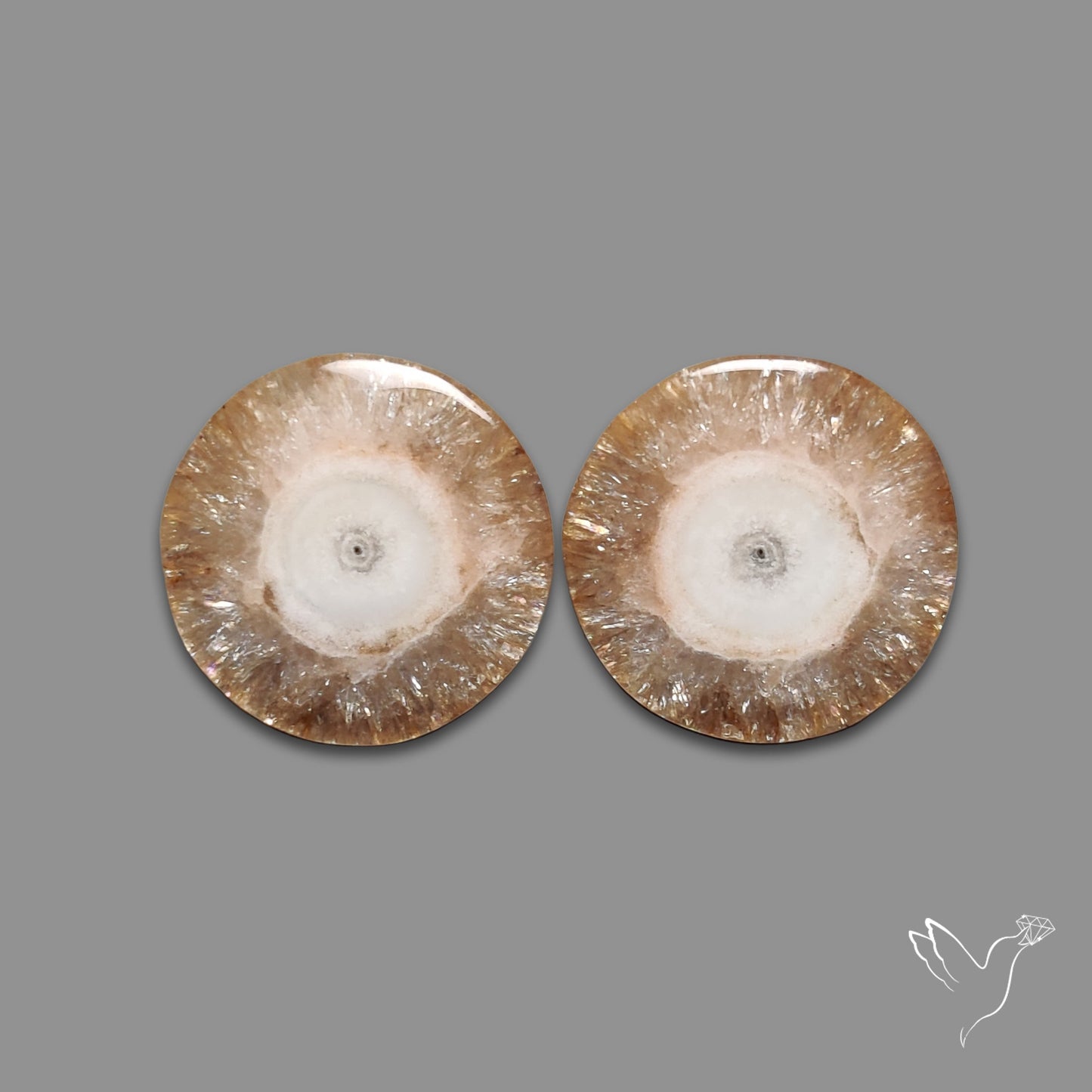 Solar Quartz Stalactite Slice Pair