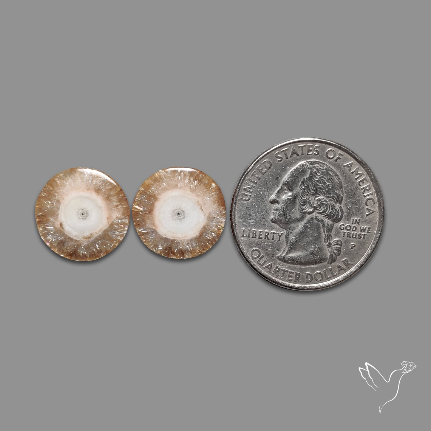 Solar Quartz Stalactite Slice Pair