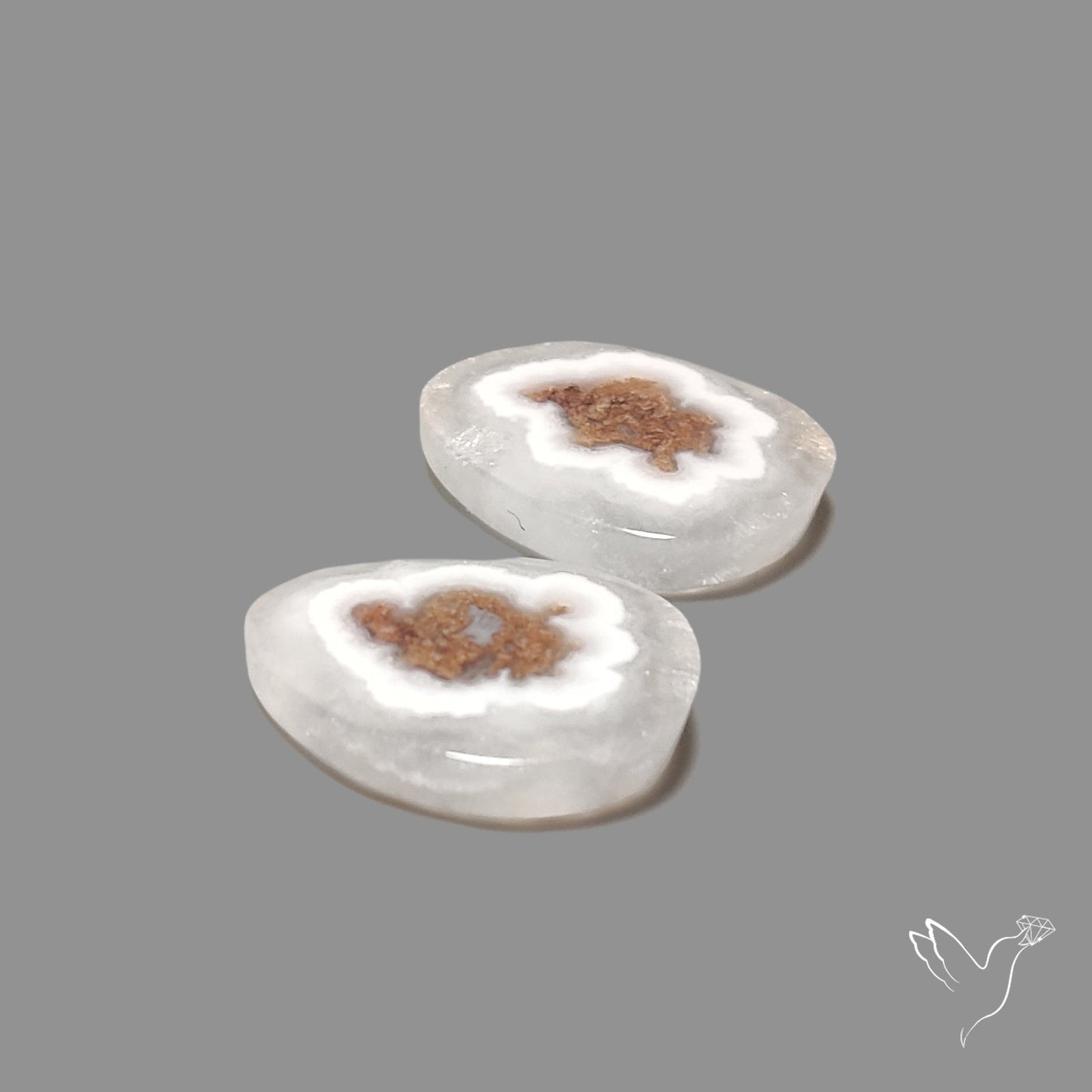 Solar Quartz Stalactite Slice Pair