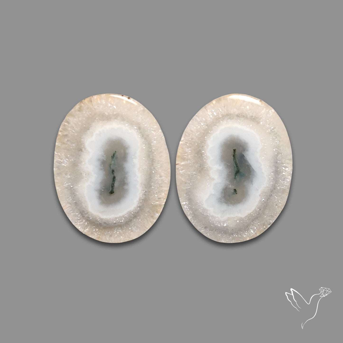 Solar Quartz Stalactite Slice Pair