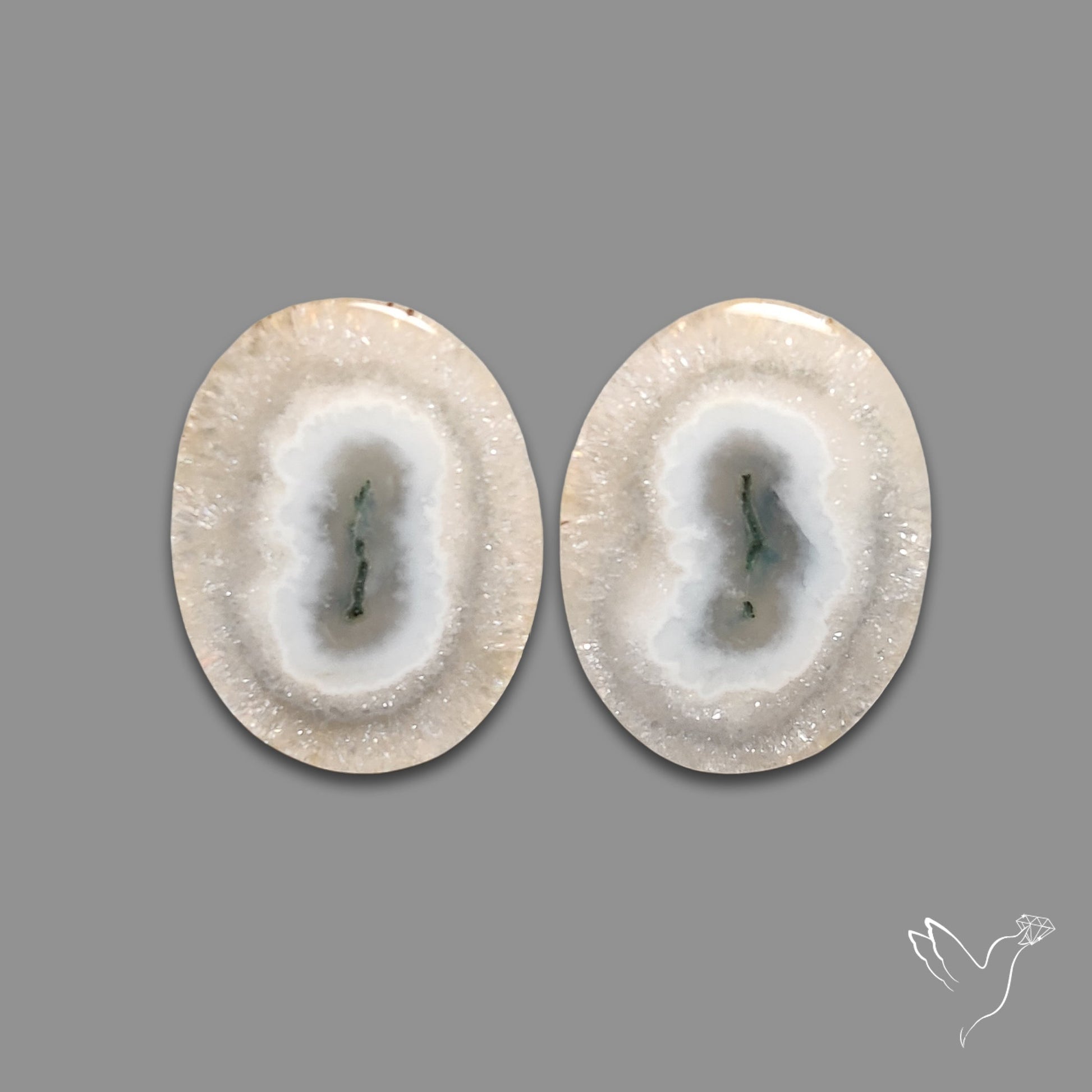 Solar Quartz Stalactite Slice Pair