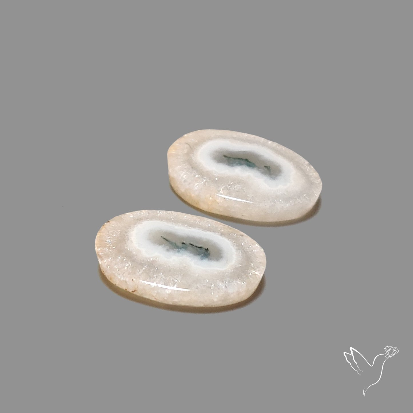 Solar Quartz Stalactite Slice Pair