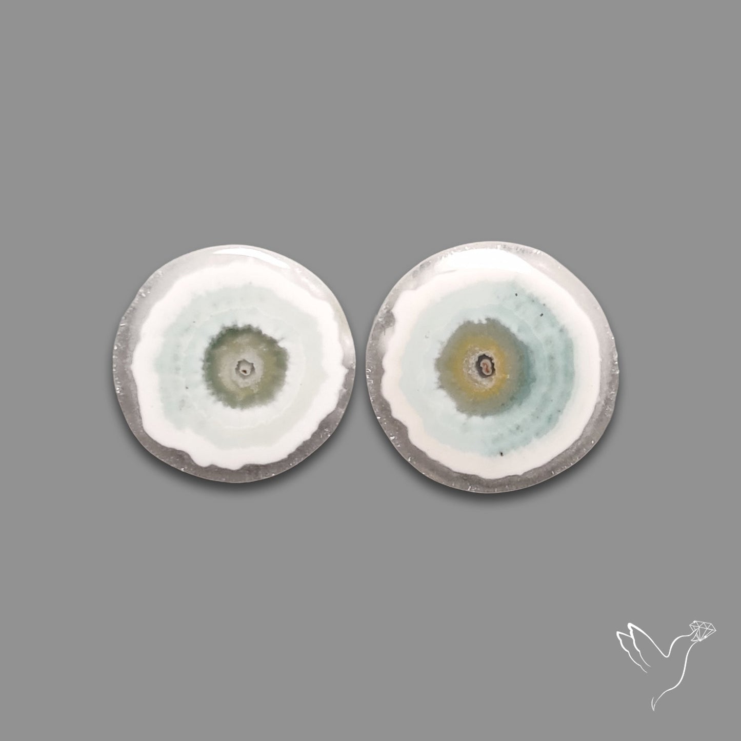 Solar Quartz Stalactite Slice Pair